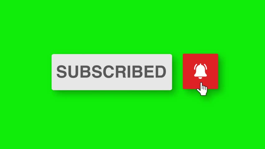 Subscribe, like and bell ringing animation on green screen background