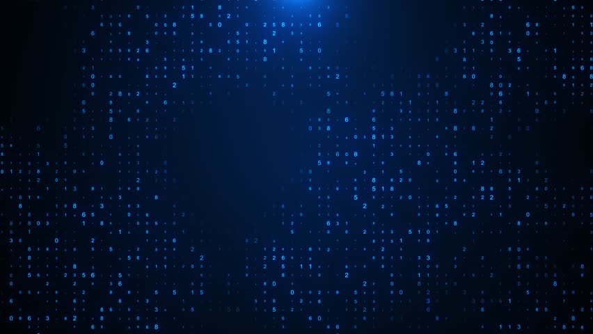 Random digital data matrix of binary code numbers text space. motion background for technology, cyberspace big data Digital world data space number. cyber security, data code, communication business
