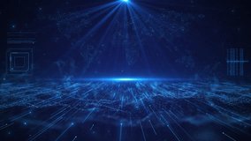 Futuristic abstract background with digital blue light effects Digital data technology concept, cyber security, internet networking. Slow moving polygon binary code connected on dark Blue background - Powered by Shutterstock - Get 15% off with code: PIKWIZARD15