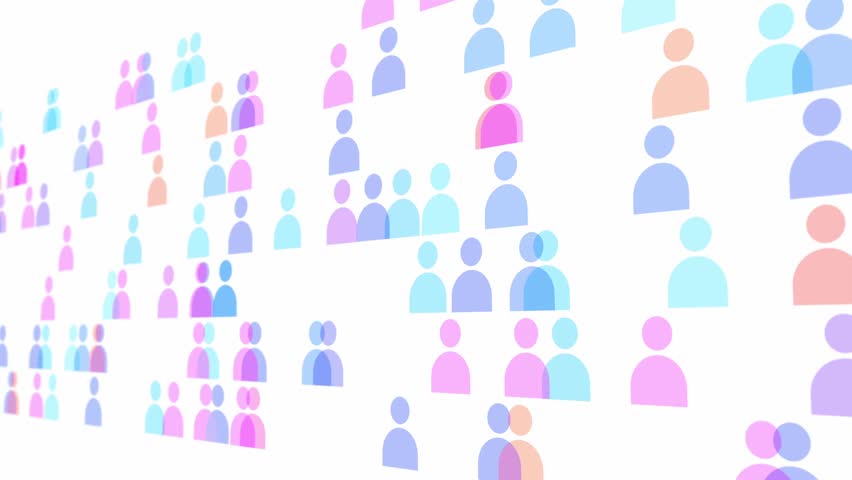 Transparent colorful transparent user icon mosaic 2D animation. Can be used in social-network promos, diversity-inclusion campaigns or community growth 