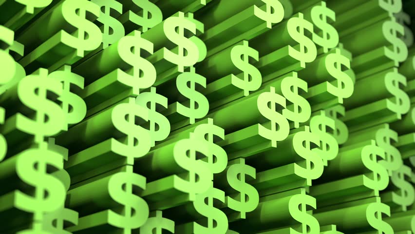 Money extrusion symbol background 3D loop animation. Can be used in finance intros, wealth-management promos or investment ads
