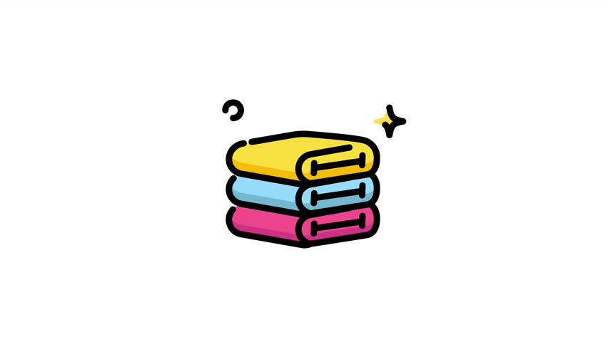 Clean towels icon animation. 4k video animation