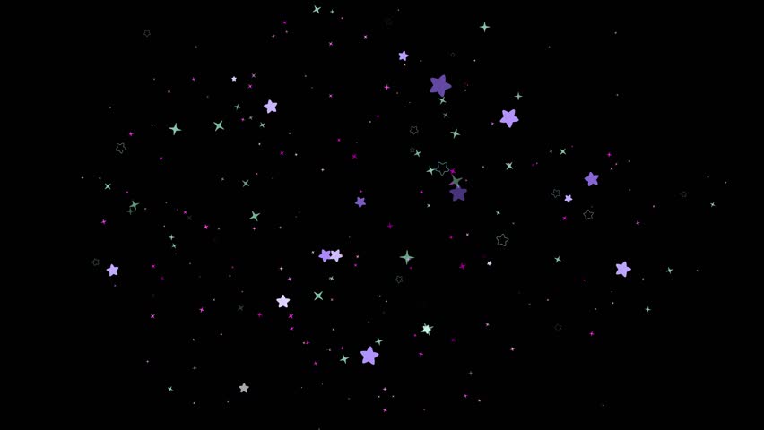 A pop animation with stars and sparkles on a black background
