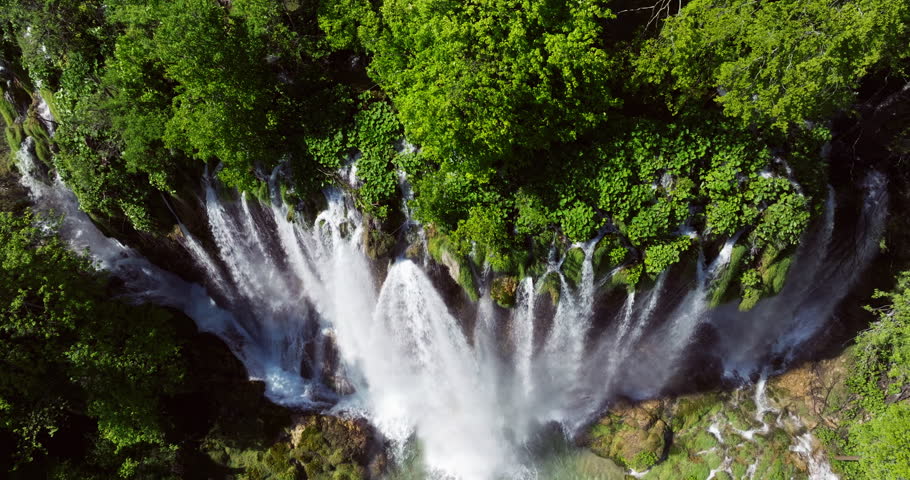 Plitvice Lakes National Park - Waterfalls, Tufa Lakes And Alpine Forest In Croatia. - aerial shot