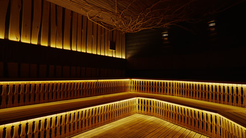 Luxury Wooden Sauna Or Steam Bath In Modern SPA Center, Relaxation And Enjoy Calmness