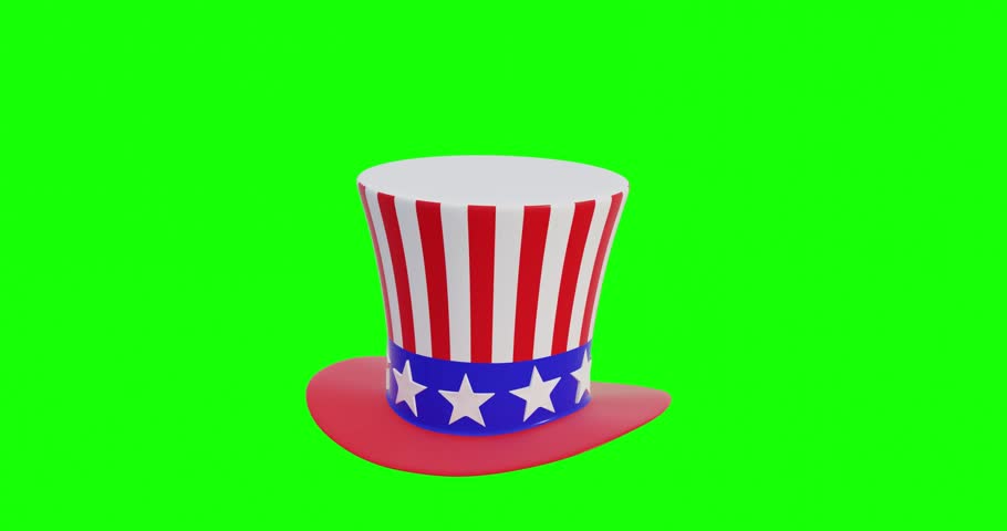 Fourth of july, USA Independence Day hat on monochrome. 3d render video.