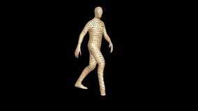 A 3D animation of a golden humanoid figure composed of individual plates, dancing joyfully in a polygonal style. The segmented surface and fluid motion create a visually engaging and futuristic effect - Powered by Shutterstock - Get 15% off with code: PIKWIZARD15