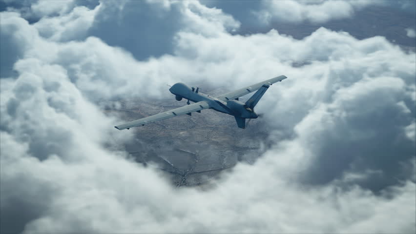 MQ-9 Reaper - Autonomous Military Drone driven by Artificial Intelligence AGI - Attack Above Clouds | 4K Air Footage 