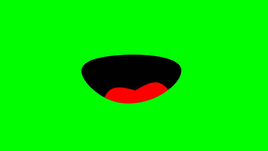 Simple animation of cartoon mouth talking with various movements on green screen background. Suitable for anime, comics and videos. Very high resolution.