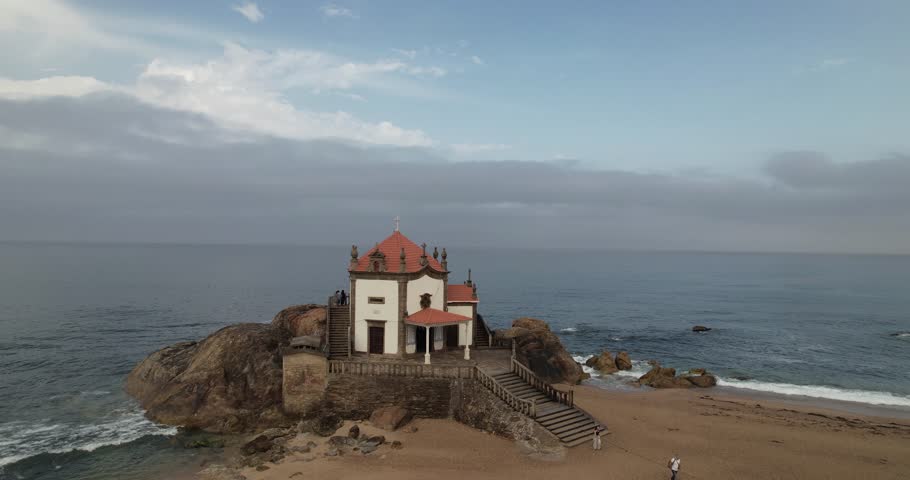 Aerial Church of Senhor da Pedra in Portugal