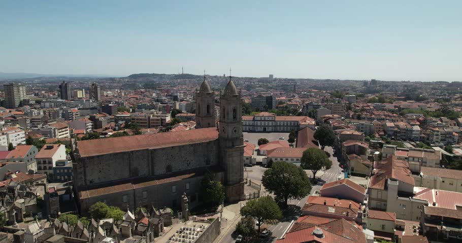 Aerial Lapa Church City of Porto, Portugal