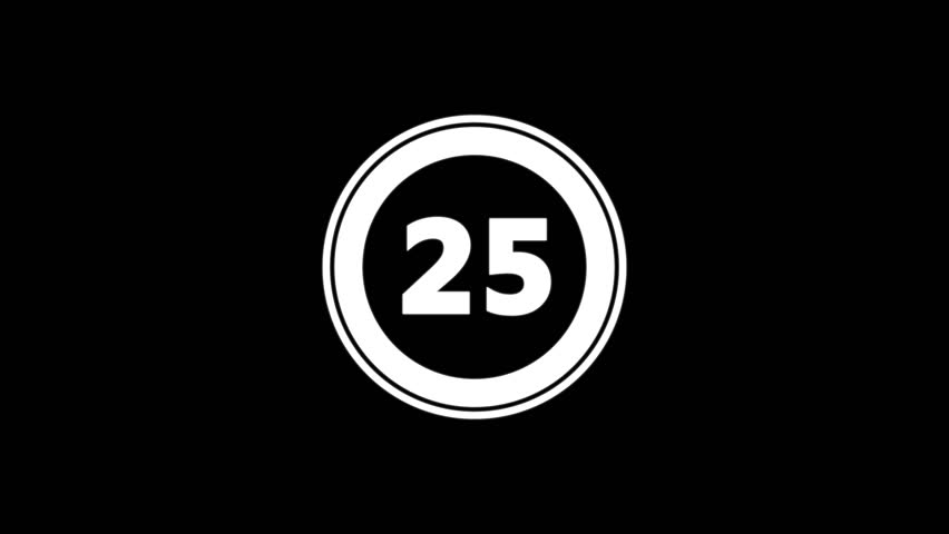 Circle countdown timer one minute animation from 25 to 0 second animation on white background with alpha channel, 30 second countdown timer, Countdown video 4k video See Less