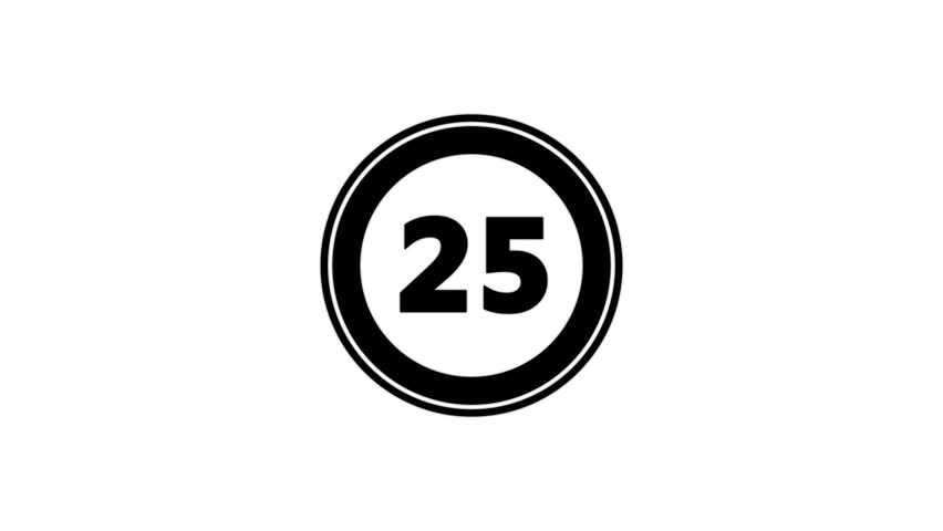 Circle countdown timer one minute animation from 25 to 0 second animation on white background with alpha channel, 30 second countdown timer, Countdown video 4k video See Less