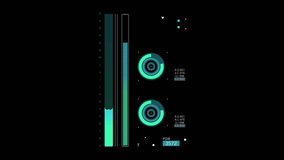 Animated futuristic user interface with loading bars and circular dials processing data. Sci-fi HUD overlay for technology or data analysis concepts - Powered by Shutterstock - Get 15% off with code: PIKWIZARD15