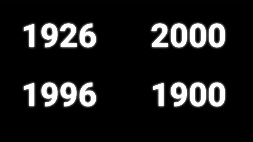 Historical Timeline Animation from 1900 to 202, displaying Century Evolution with Clean Motion Graphics on a Black Background