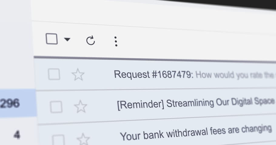 Incoming email with Interview Invitation title, new e-mail in inbox folder with job interview scheduling email, webmail interface close up footage