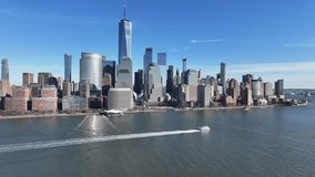 Downtown New York At Manhattan In New York United States. Downtown City. Business District Scenery. Downtown New York At New York United States. One World Trade Center Building. - Powered by Shutterstock - Get 15% off with code: PIKWIZARD15