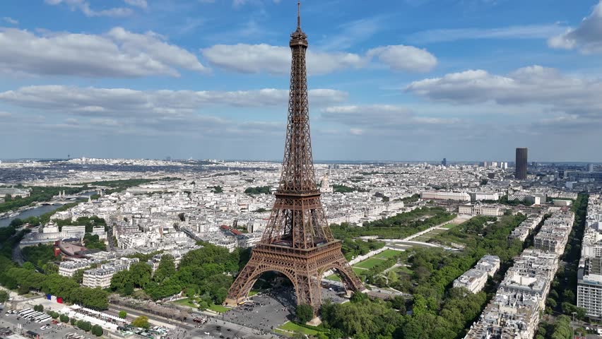 Paris Skyline At Paris In France Island France. Highrise Eiffel Tower. Downtown Cityscape. Paris Skyline At Paris In France Island France. Seine River Skyline. Metropolitan Region Aerial View.