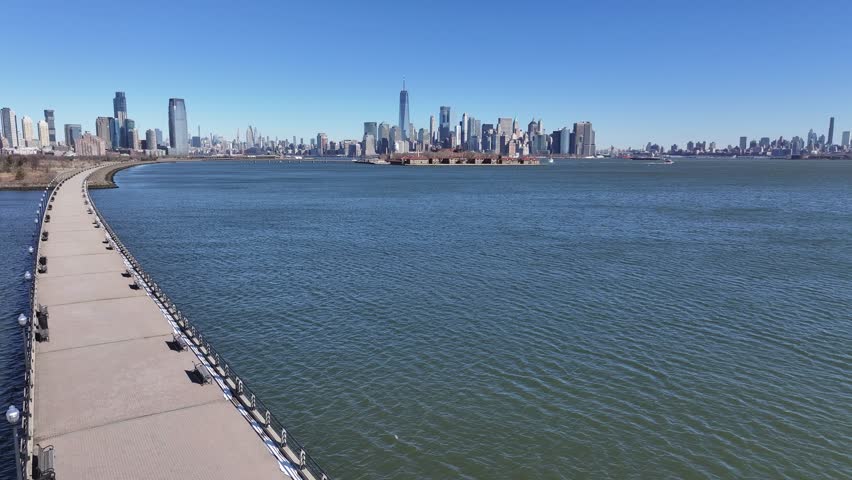 Liberty Park At Jersey City In New Jersey United States. Downtown City. Hudson Riverwalk. Liberty Park At New Jersey United States. Leisure Park Landscape.