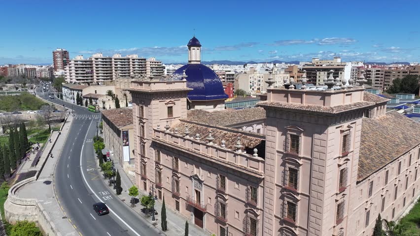 Museum Of Fine Arts At Valencia In Comunidad Valenciana Spain. Museum Scenery. Downtown Cityscape. Valencia At Comunidad Valenciana Spain. Cultural Heritage Skyline. Urban Scene.