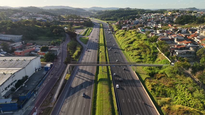 Aerial view of Bandeirantes Highway (SP-348) - São Paulo, Brazil