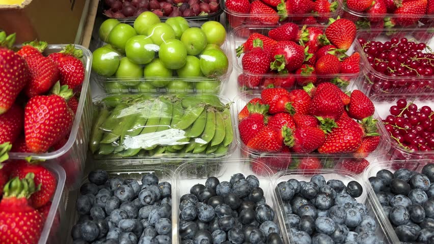 Fresh berries in the supermarket
