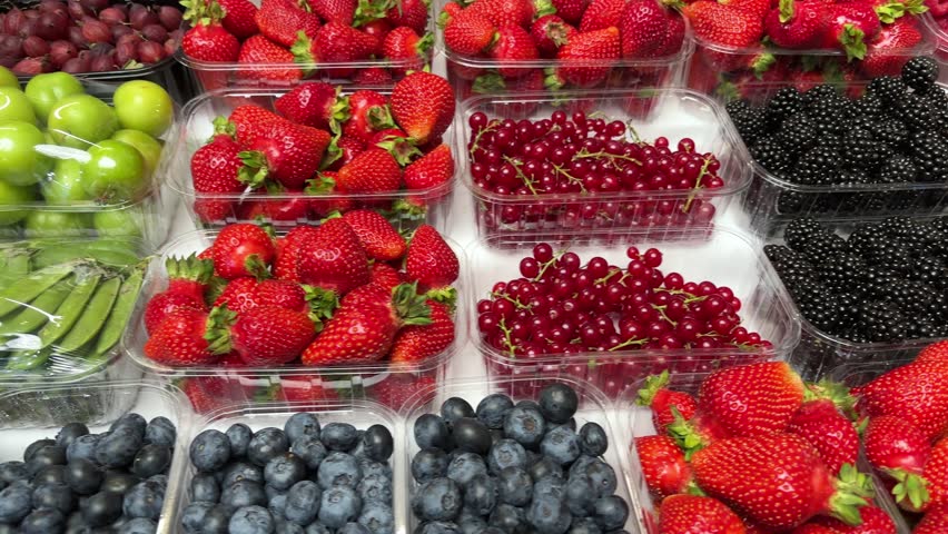 Fresh berries in the supermarket
