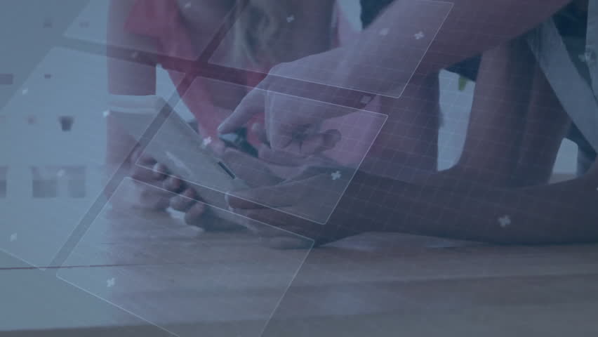 Mid adult man placing tablet flat, tech team collaborating tapping and highlighting UI code panels. Collaboration, teamwork, innovation, digital interface, technology, brainstorming, modern - Powered by Shutterstock - Get 15% off with code: PIKWIZARD15