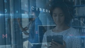 woman tapping tablet as firewall scanning then denying intrusion before masked intruder appearing. Cybersecurity, data protection, digital innovation, network defense, technological environment, - Powered by Shutterstock - Get 15% off with code: PIKWIZARD15