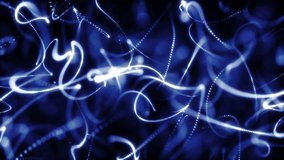 Abstract blue light trails and particles floating through a dark digital space in motion - Powered by Shutterstock - Get 15% off with code: PIKWIZARD15