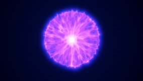 Electric sphere with glowing purple filaments radiating outward from a bright center on a dark background - Powered by Shutterstock - Get 15% off with code: PIKWIZARD15