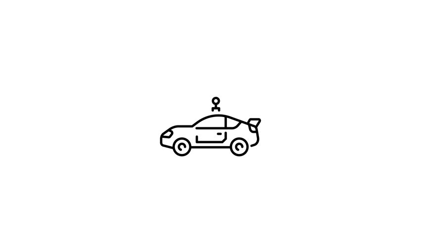 An animated icon of hover car in line style