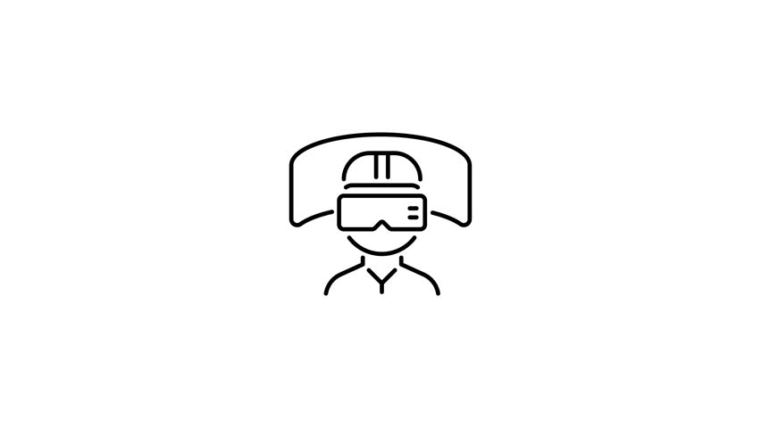 A linear style animated icon showing vr vision feature