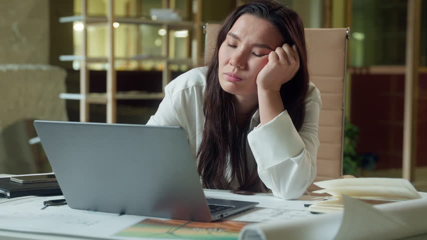Sleeping tired business woman exhausted girl businesswoman napping at workplace overwork close eyes fall asleep in office female entrepreneur manager burnout boring laptop work sleep lack insomnia - Powered by Shutterstock - Get 15% off with code: PIKWIZARD15