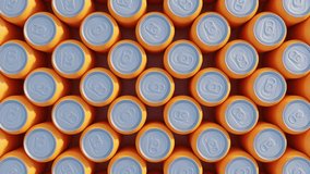 Abstract 3D top-down seamless loop of orange beverage cans forming uniform rows. Perfect for visual storytelling and design projects - Powered by Shutterstock - Get 15% off with code: PIKWIZARD15