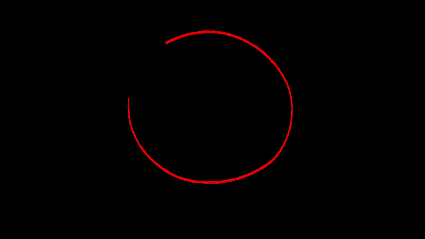 Animated red circle marker drawing effect, hand-drawn highlighter scribble, grunge marker pen style. Сopy space. Transparent background