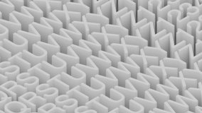 Camera glides along a dense formation of stacked 3D English letters and numbers from 1 to 9, arranged in composition. Clean lighting and smooth motion - Powered by Shutterstock - Get 15% off with code: PIKWIZARD15