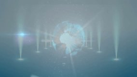 Glowing sphere appearing in digital void starting globe rotating with columns to show network. Holography, futurism, technology, digital art, innovation, abstract, sci-fi - Powered by Shutterstock - Get 15% off with code: PIKWIZARD15