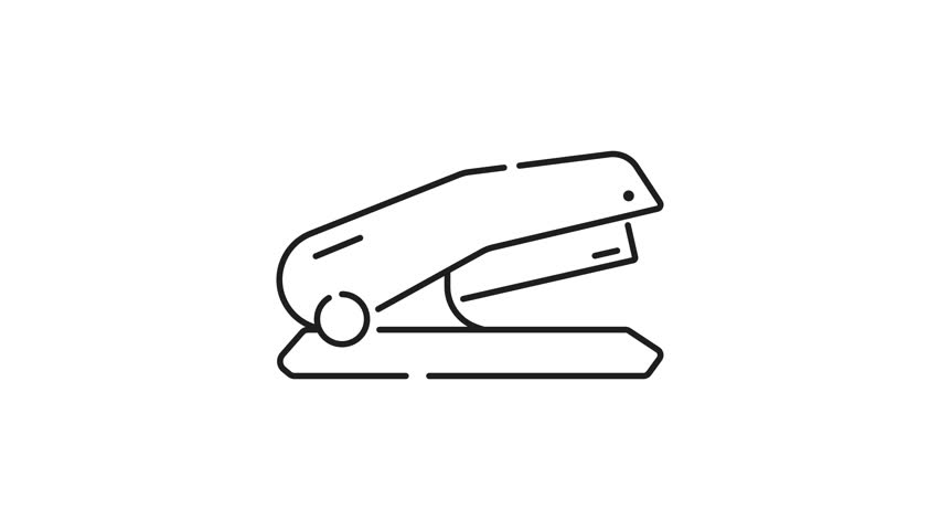 Stapler line animation. Stapler icon animation for presentations, websites, or educational videos featuring a moving line drawing of a stapler in action. Great for officethemed designs.