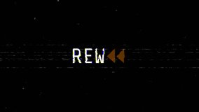 VHS video tape rewind screen on black background. REW VHS video tape,  4K Video Animation - Powered by Shutterstock - Get 15% off with code: PIKWIZARD15