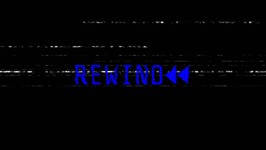 rewind text animation. 4K animation with dynamic glitch distortion effect. 