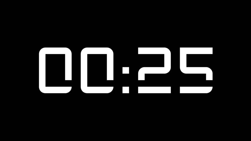 25 second countdown timer digital clock perfect visual for presentations, websites, and social media posts
