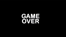 Game over screen with glitch effect on black background. 4K Stock Video Alpha Channel - Powered by Shutterstock - Get 15% off with code: PIKWIZARD15