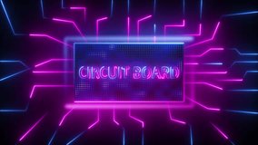 Glowing neon Electronic circuit board on black background .Technology connected blue lines with electronics elements on tech background. Computer motherboard with a chip, processor icon animation . - Powered by Shutterstock - Get 15% off with code: PIKWIZARD15
