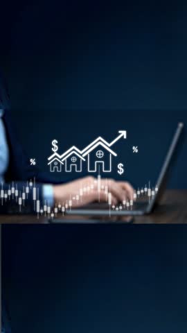 Modern Real Estate, Professional Analyzing Property Market Trends and Investment Percentages Using Digital Technology and Data in an Office Environment, 4k video clips