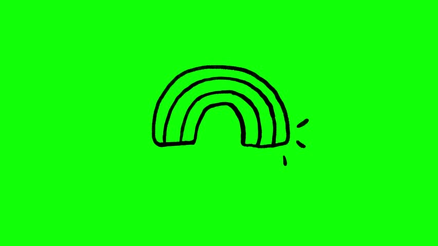 4K motion graphic animation of rainbow icon. frame by frame animation of rainbow icon on chroma key green screen background.