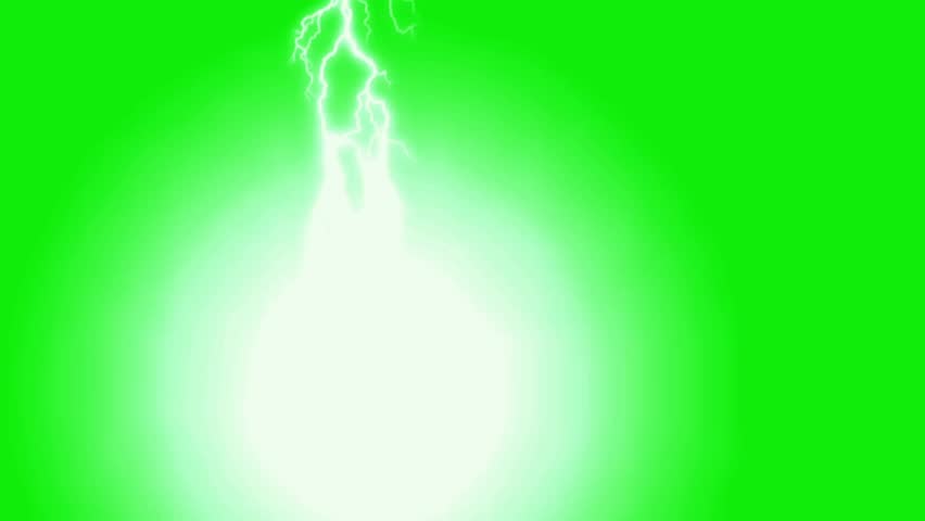 Green screen background with realistic lightning strikes – perfect for storm effects, VFX, or chroma key video projects.