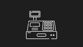 Cash register machine white line animation. Cash register machine, ideal for retail, point of sale, money, vintage, business, finance, icons, logo, and small business concepts. - Powered by Shutterstock - Get 15% off with code: PIKWIZARD15