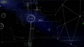 Binary digits starting wireframe network blue flare sweeping golden orb pulsating showing data flow. Futuristic, digital, technology, data, network, abstract, innovation - Powered by Shutterstock - Get 15% off with code: PIKWIZARD15