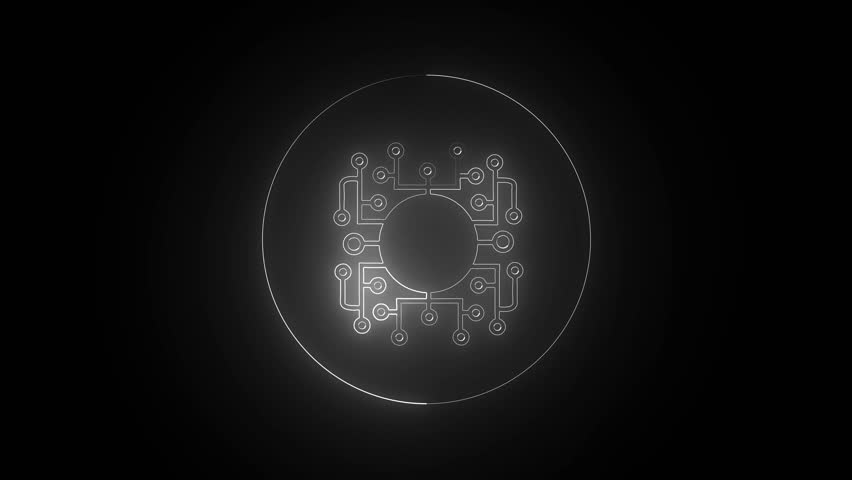 White Glowing Tech Circuit Animation | Minimal Futuristic Processor Background | 4K